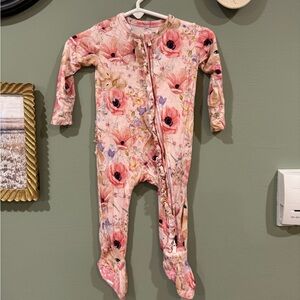 Posh Peanut Pink Floral Bunny Footie Pajamas size 3-6 months